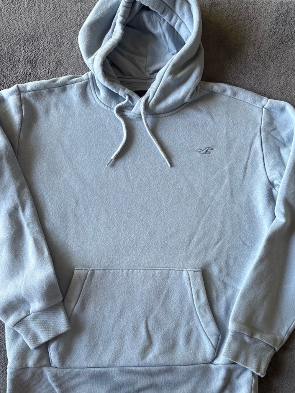 Hollister Light Blue Pullover Hoodie with Embroidered Logo